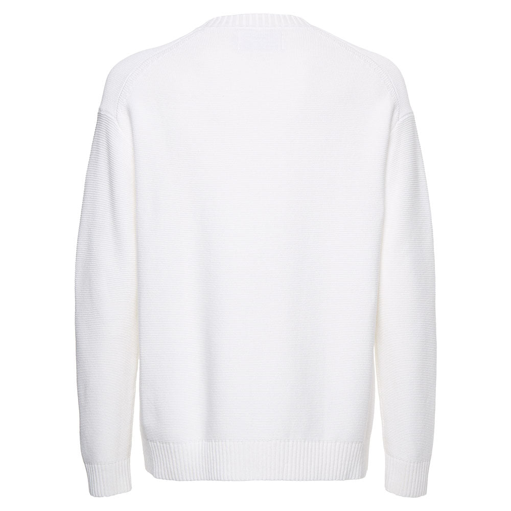 Blocking Institutional Cotton Long Sleeve Sweater - White