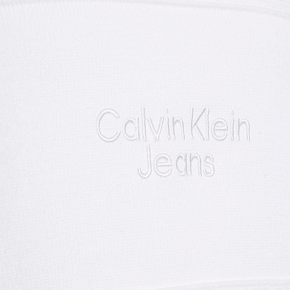 Blocking Institutional Cotton Long Sleeve Sweater - White