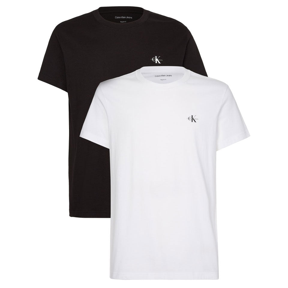 Men's 2 Pack Monogram Cotton T-shirt - Black White