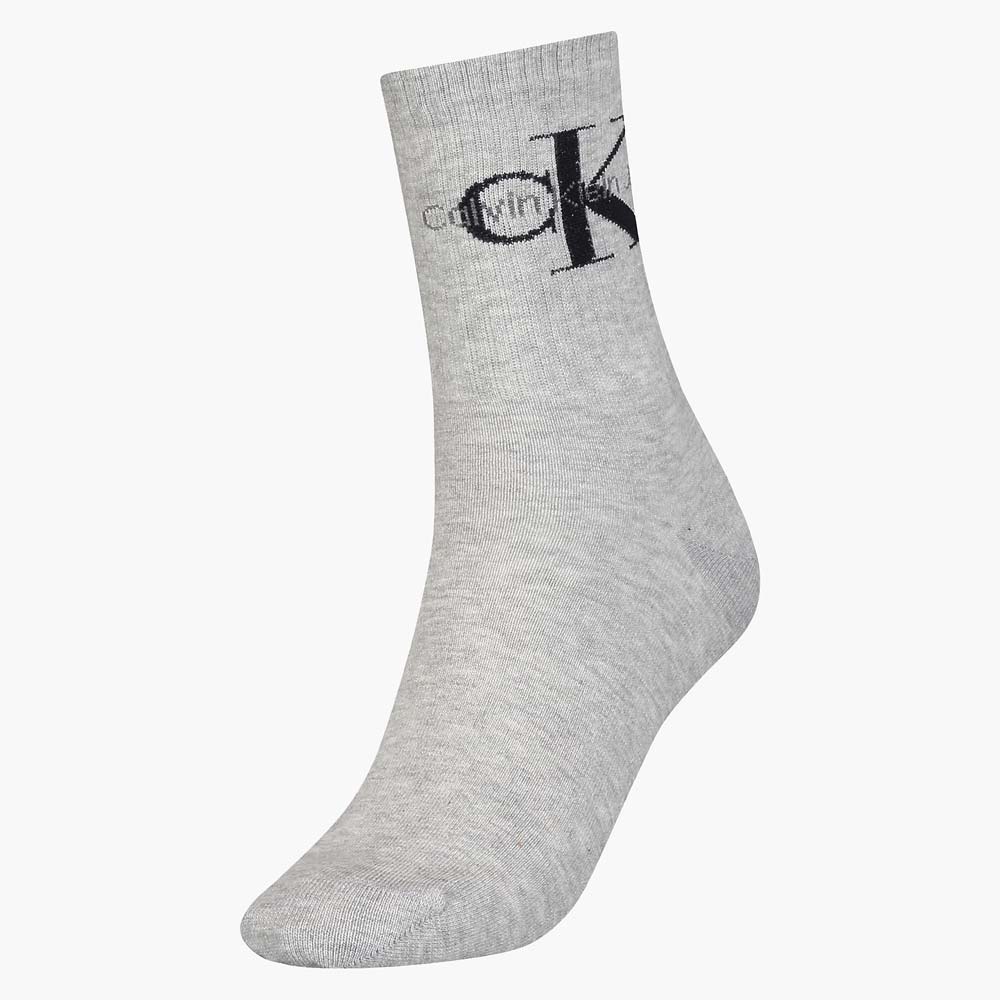 CALVIN KLEIN CKJ Women 1 Pack Sock Logo Crew - Grey