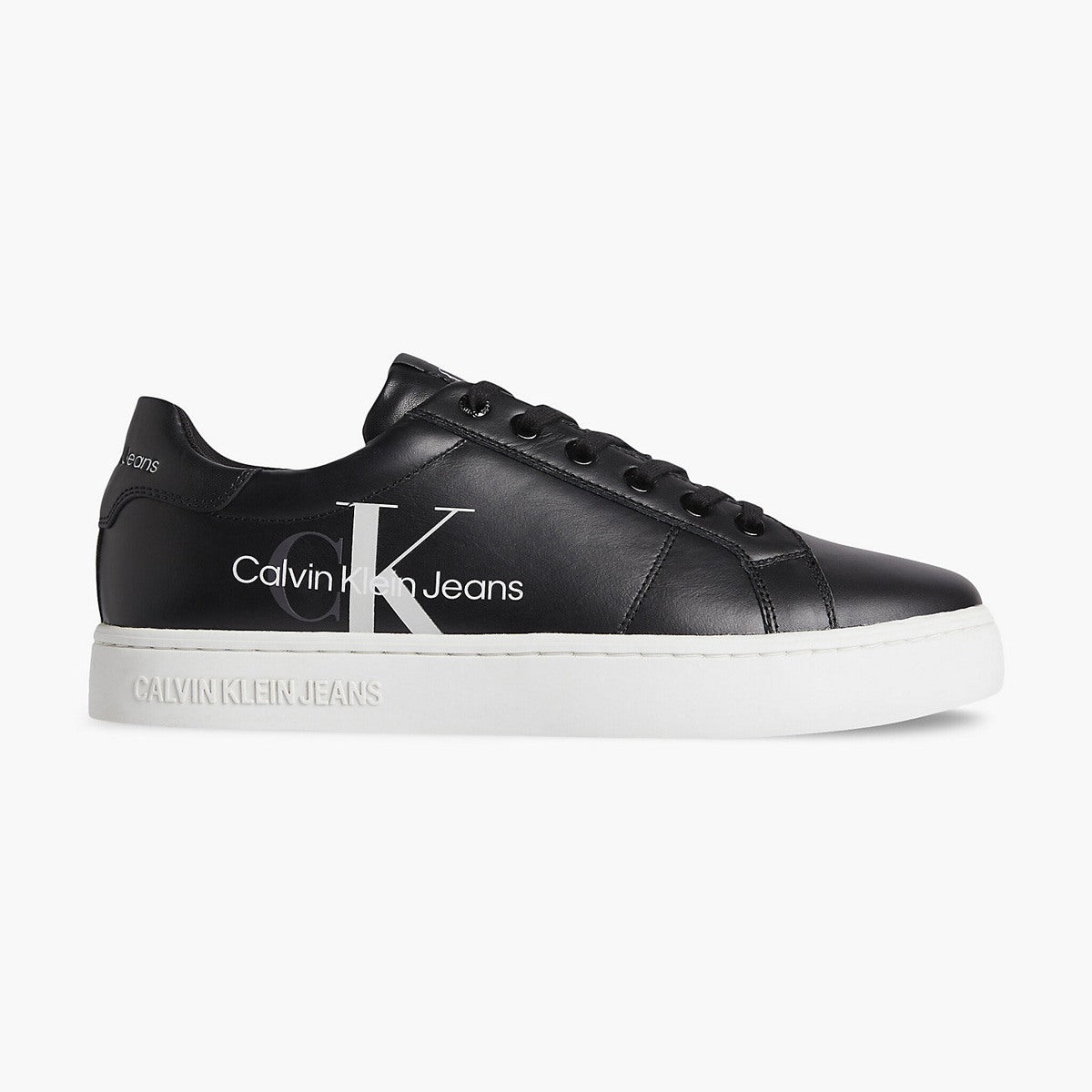 Cupsole Lace-Up Leather Sneaker - Black