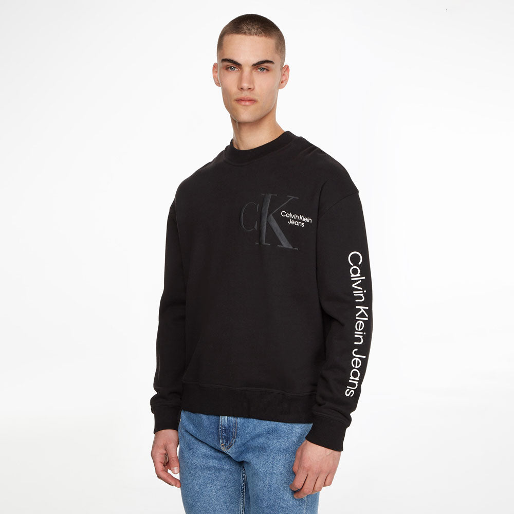 Dynamic Crew Neck Cotton Sweater - Black