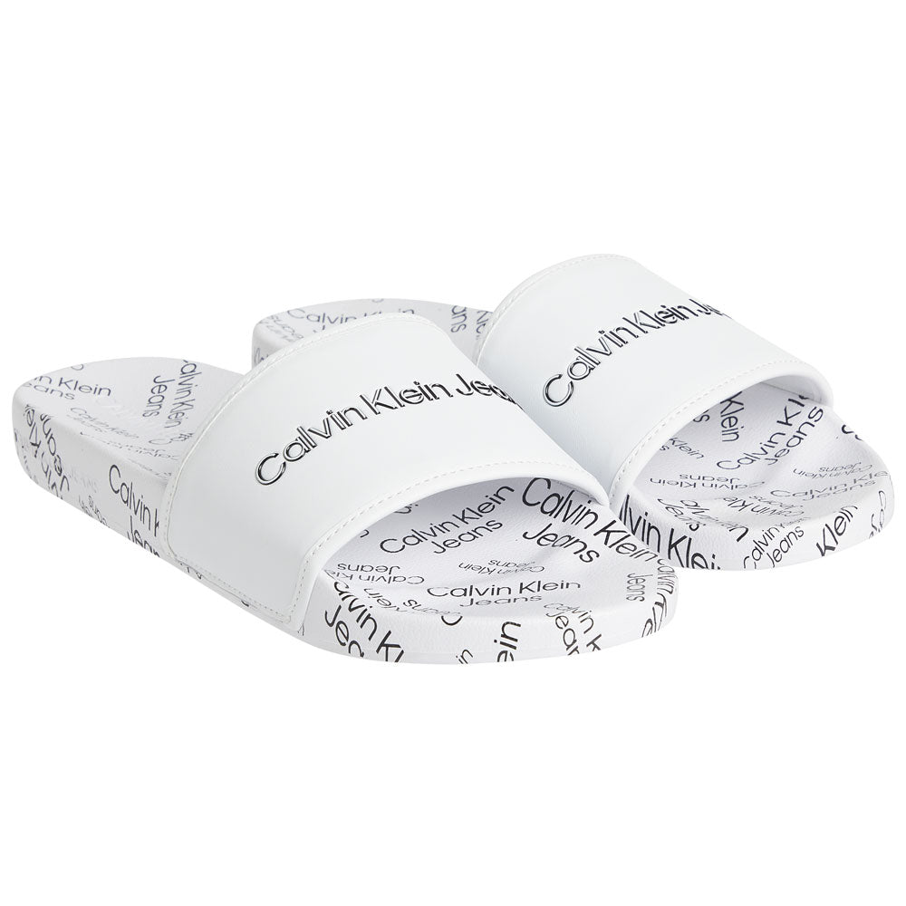 Fargos 5A1 Faux Leather Slides - White