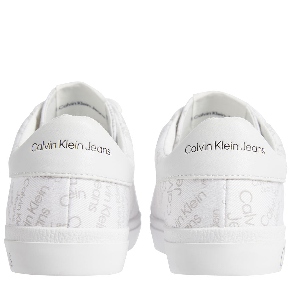 Low Profile All Over Print Cotton Sneakers - White
