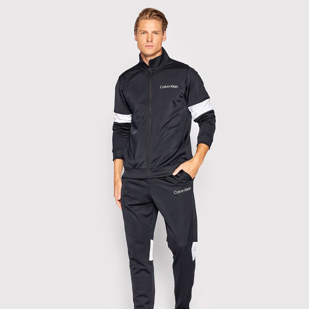 Men's Performance Post Workout Polyester Tracksuit Set - Black