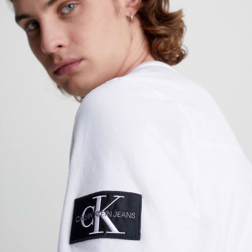 Men's Monogram Sleeve Badge Cotton T-Shirt - White