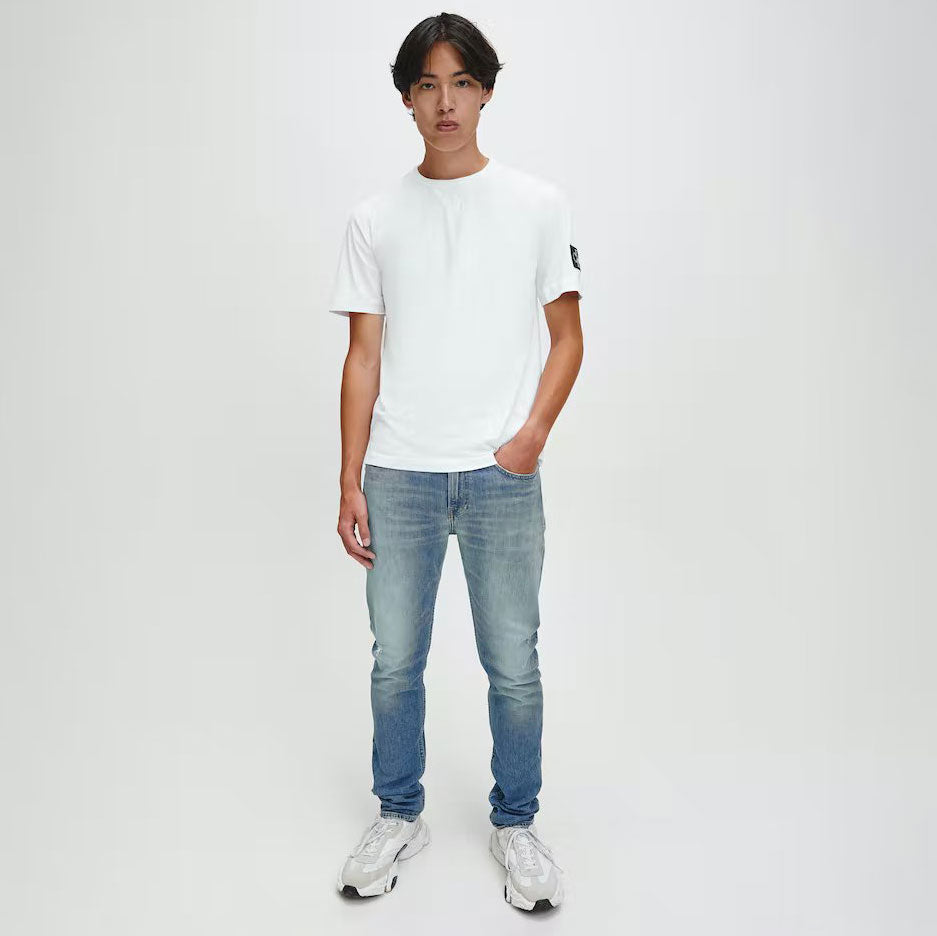 Men's Monogram Sleeve Badge Cotton T-Shirt - White