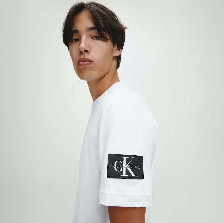 Men's Monogram Sleeve Badge Cotton T-Shirt - White