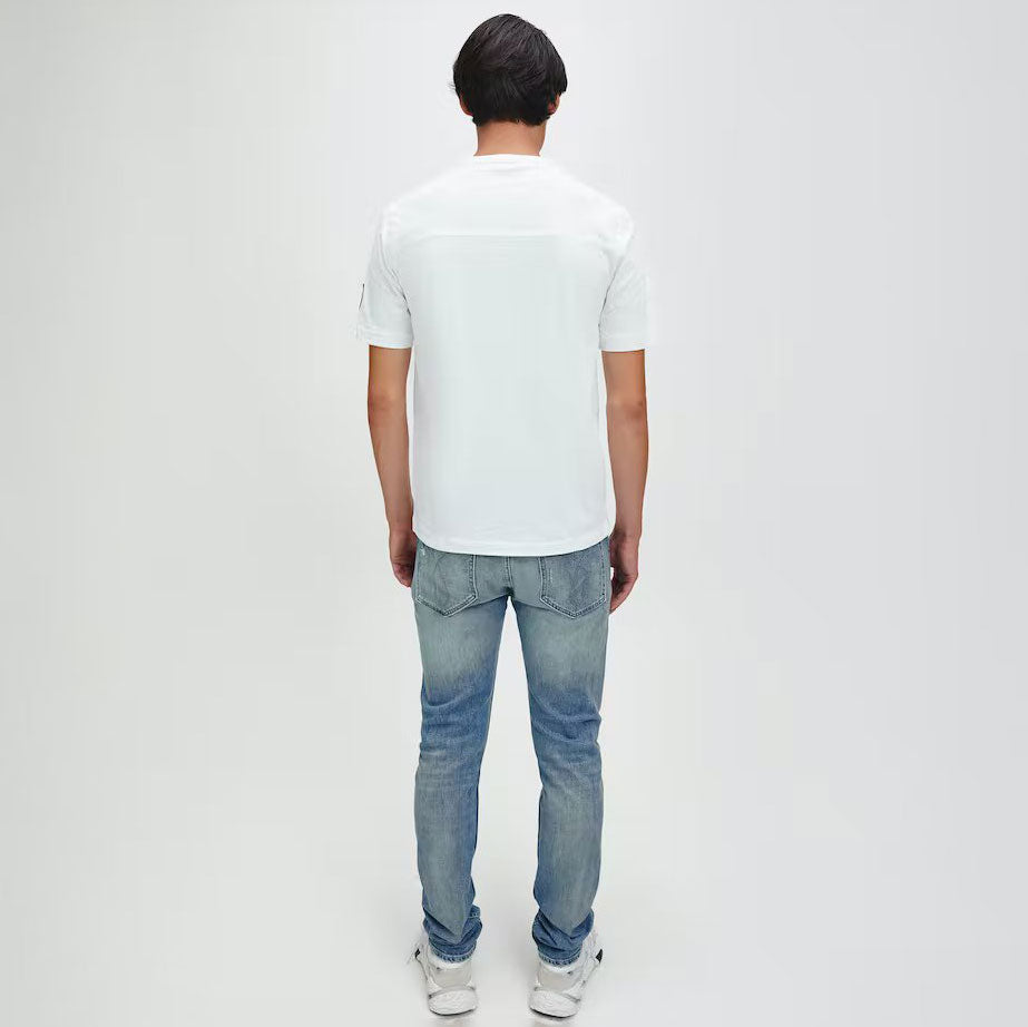 Men's Monogram Sleeve Badge Cotton T-Shirt - White