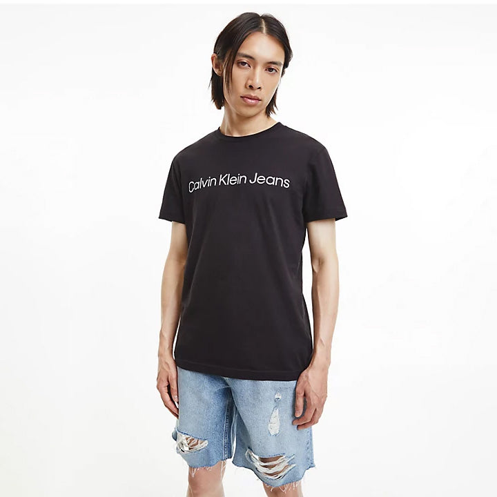 Core Institutional Logo Slim Fit Cotton T-shirt - Black