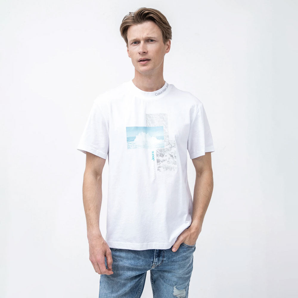 Splash Photoprint Cotton T-shirt - White