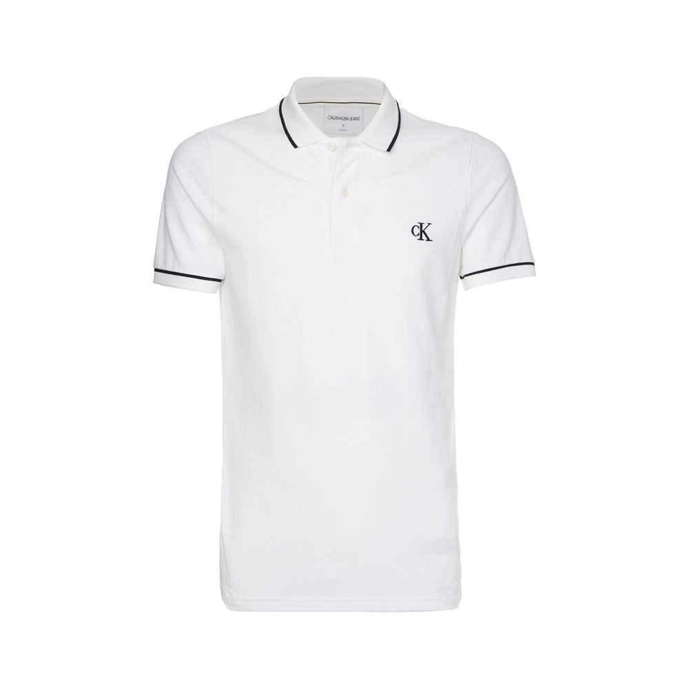 Tipping Slim Fit Polo Cotton Shirt - White