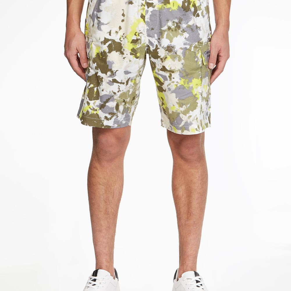 Washed Cargo Woven Cotton Short - Camo