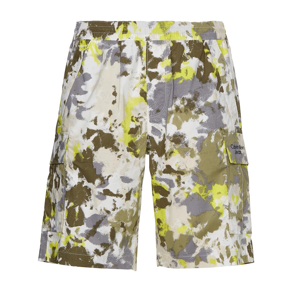 Washed Cargo Woven Cotton Short - Camo