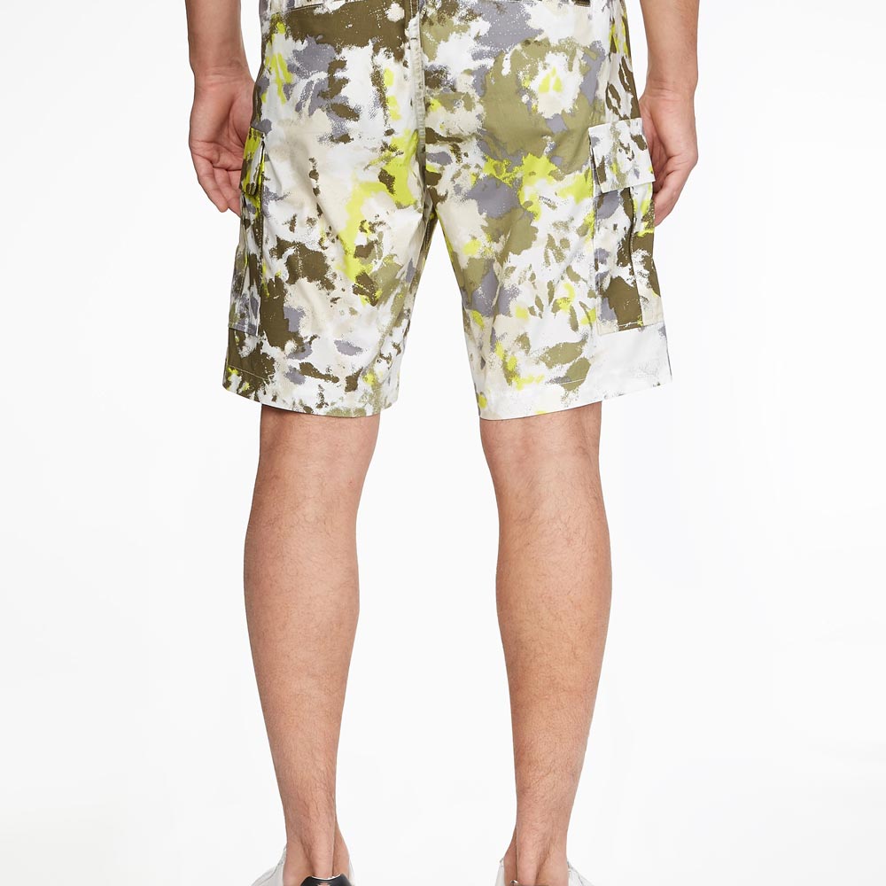 Washed Cargo Woven Cotton Short - Camo