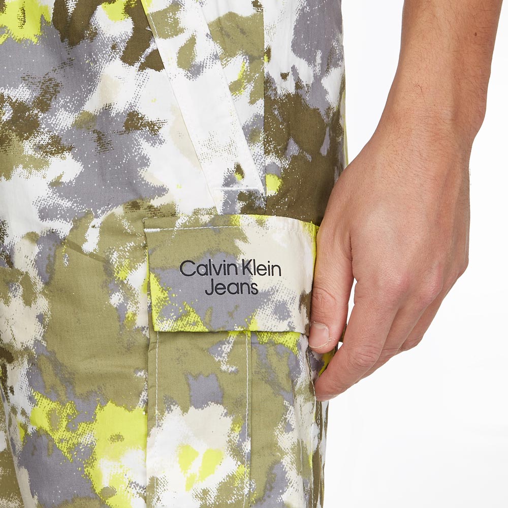 Washed Cargo Woven Cotton Short - Camo