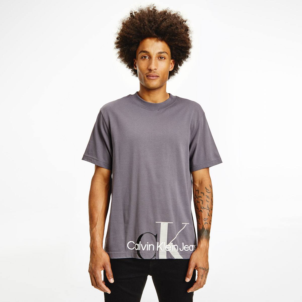 Cut Off Two Tone Monogram T-Shirt Grey