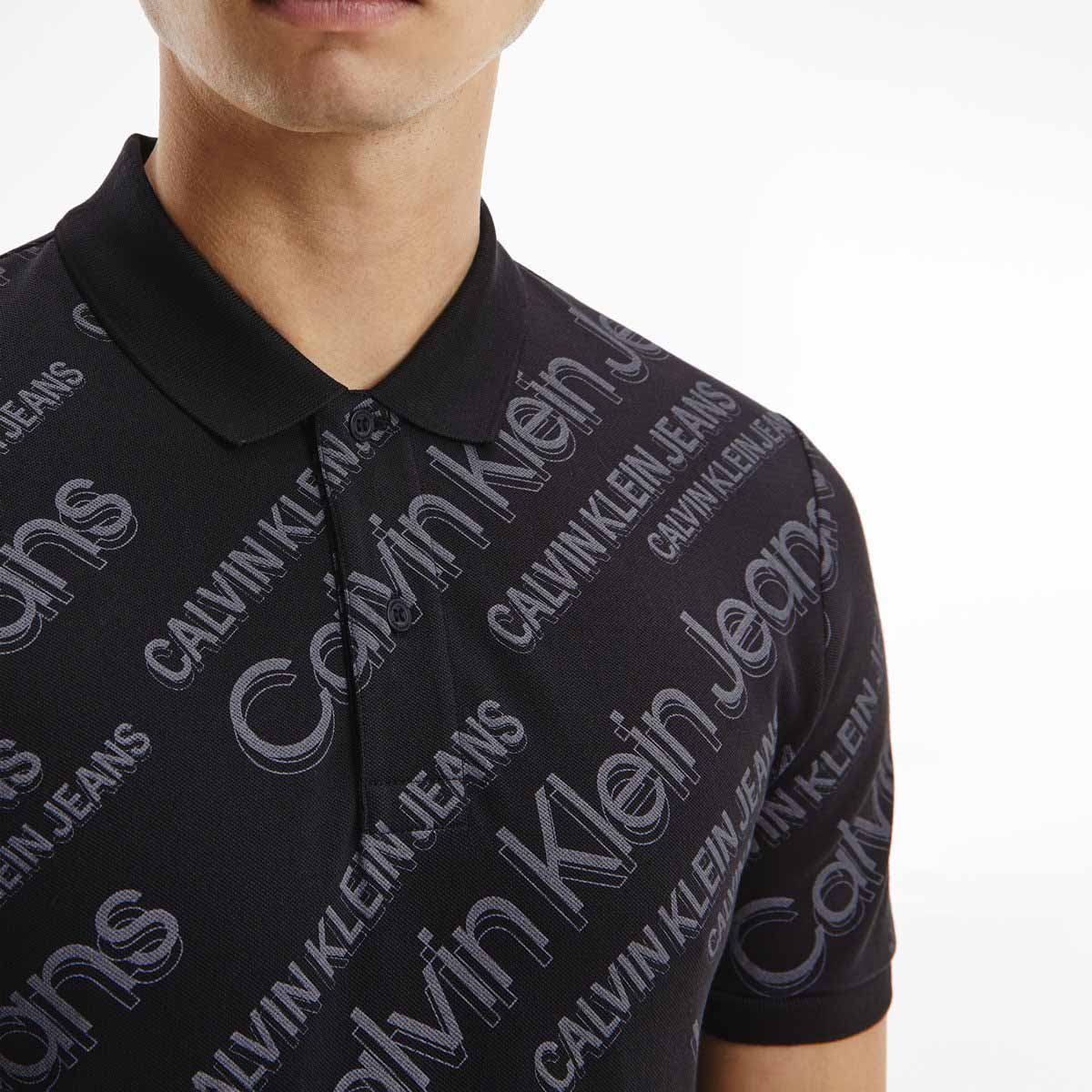 Logo All Over Print Polo - Black