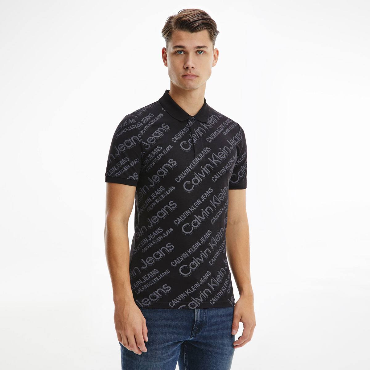 Logo All Over Print Polo - Black