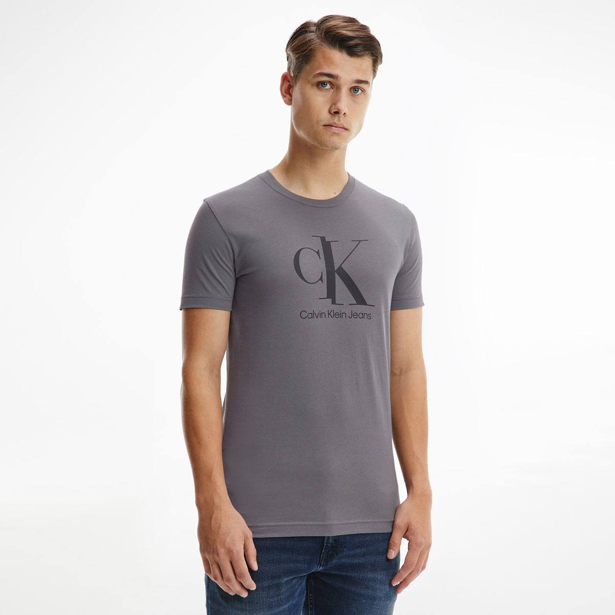 Spliced CK Center Chest T-Shirt Grey