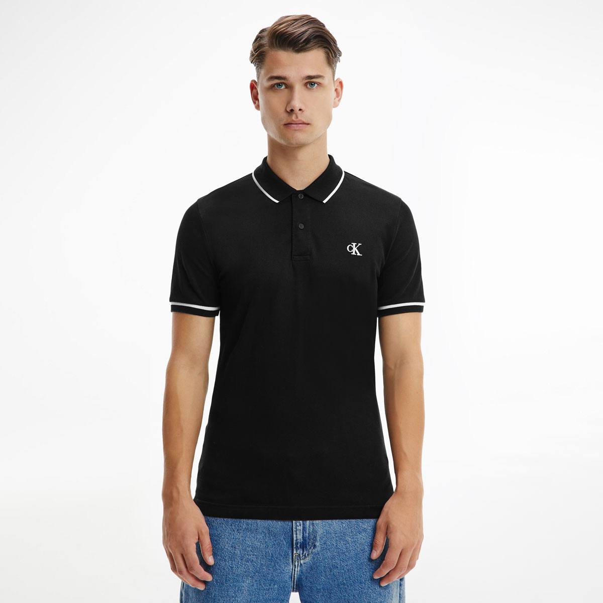 Slim Stretch Pique Polo Shirt Black
