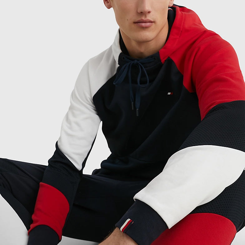 Color - Blocked Mix Media Hoody - Navy Multi