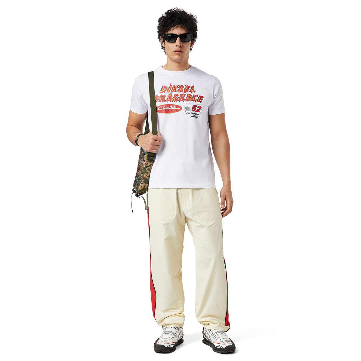 T-Shirt With Drag Race Print White