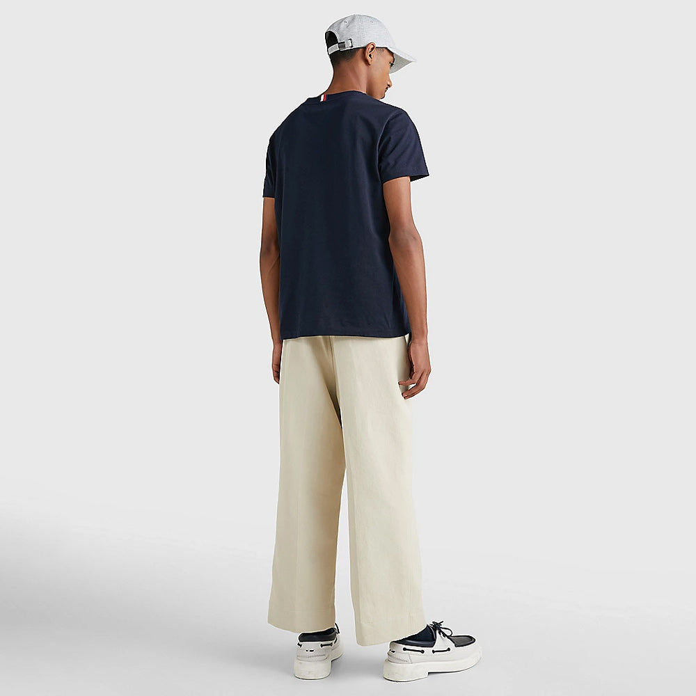 Faded Script Print T-Shirt - Navy