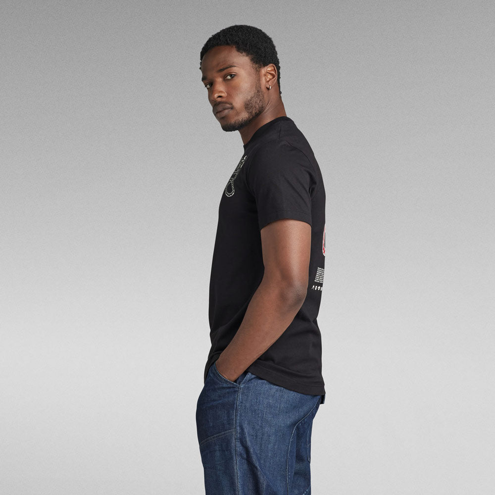 Puff Print Back Graphic T-Shirt - Black