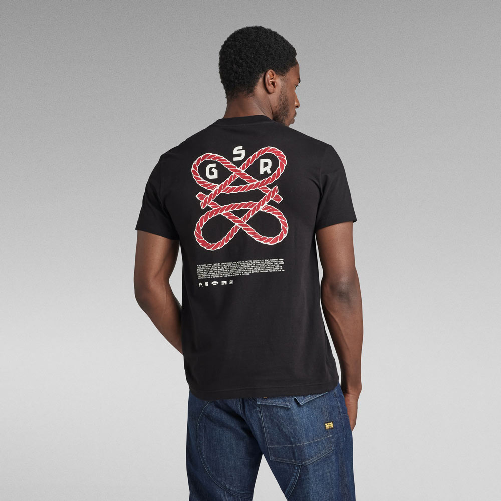 Puff Print Back Graphic T-Shirt - Black
