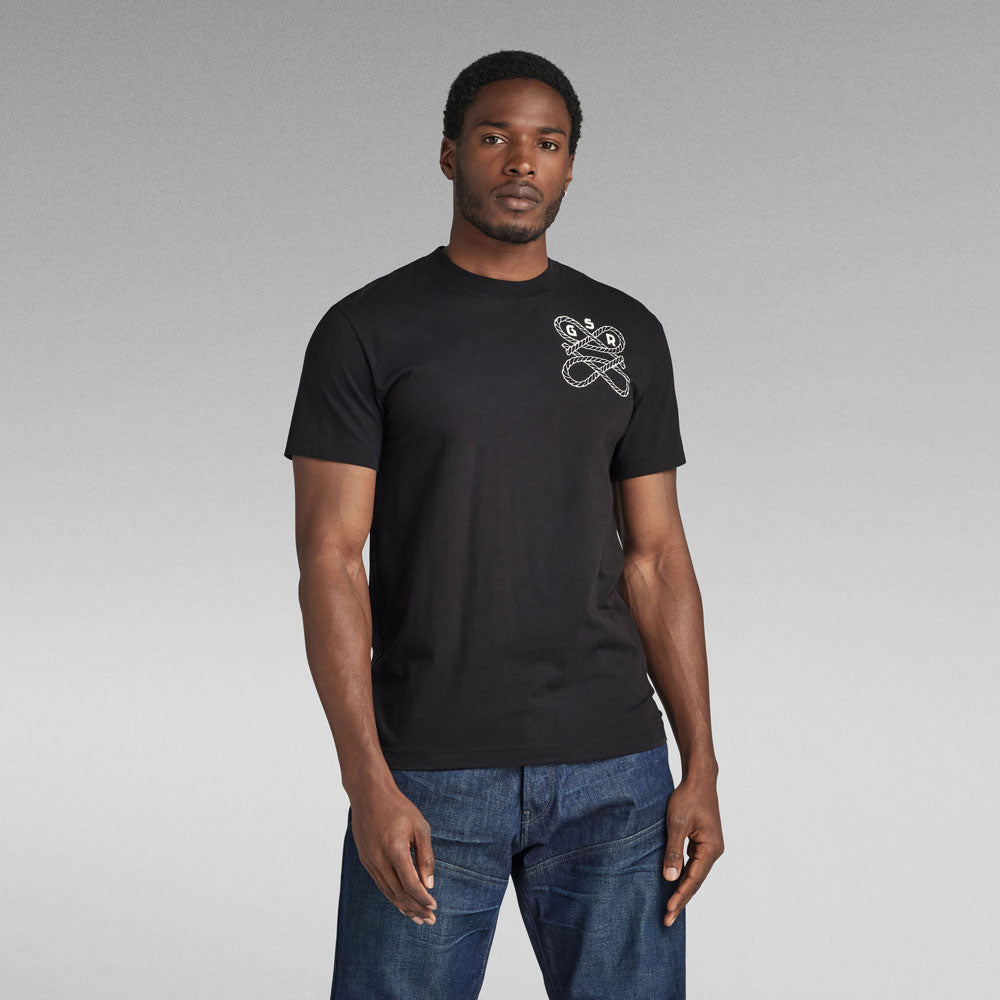 Puff Print Back Graphic T-Shirt - Black