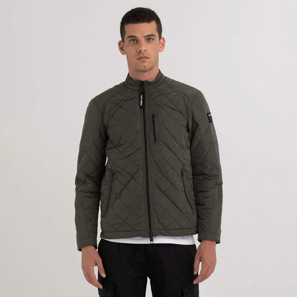 Quilted Moto Jacket - Khaki