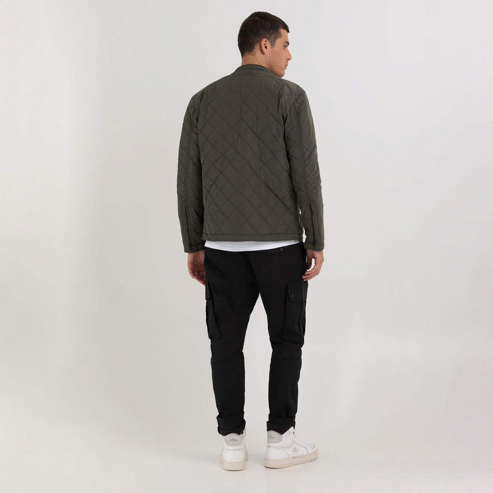 Quilted Moto Jacket - Khaki