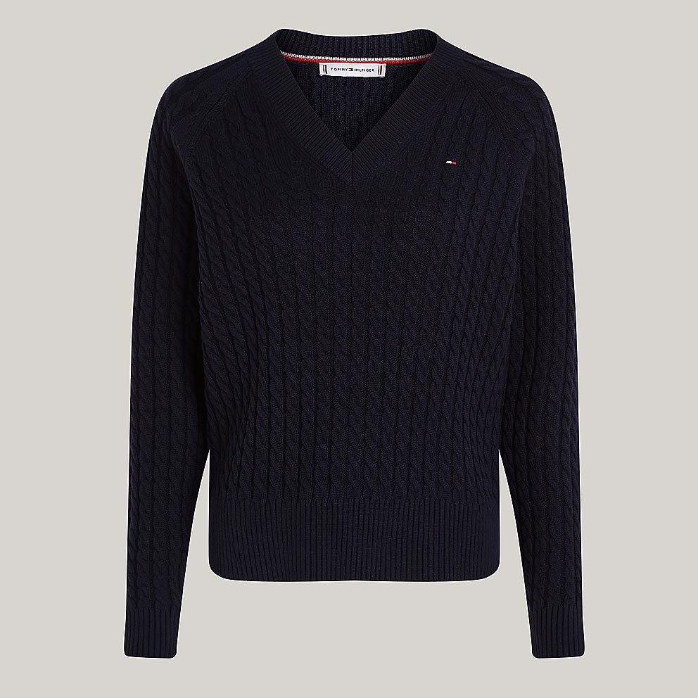 Cable Knit Sweater - Navy