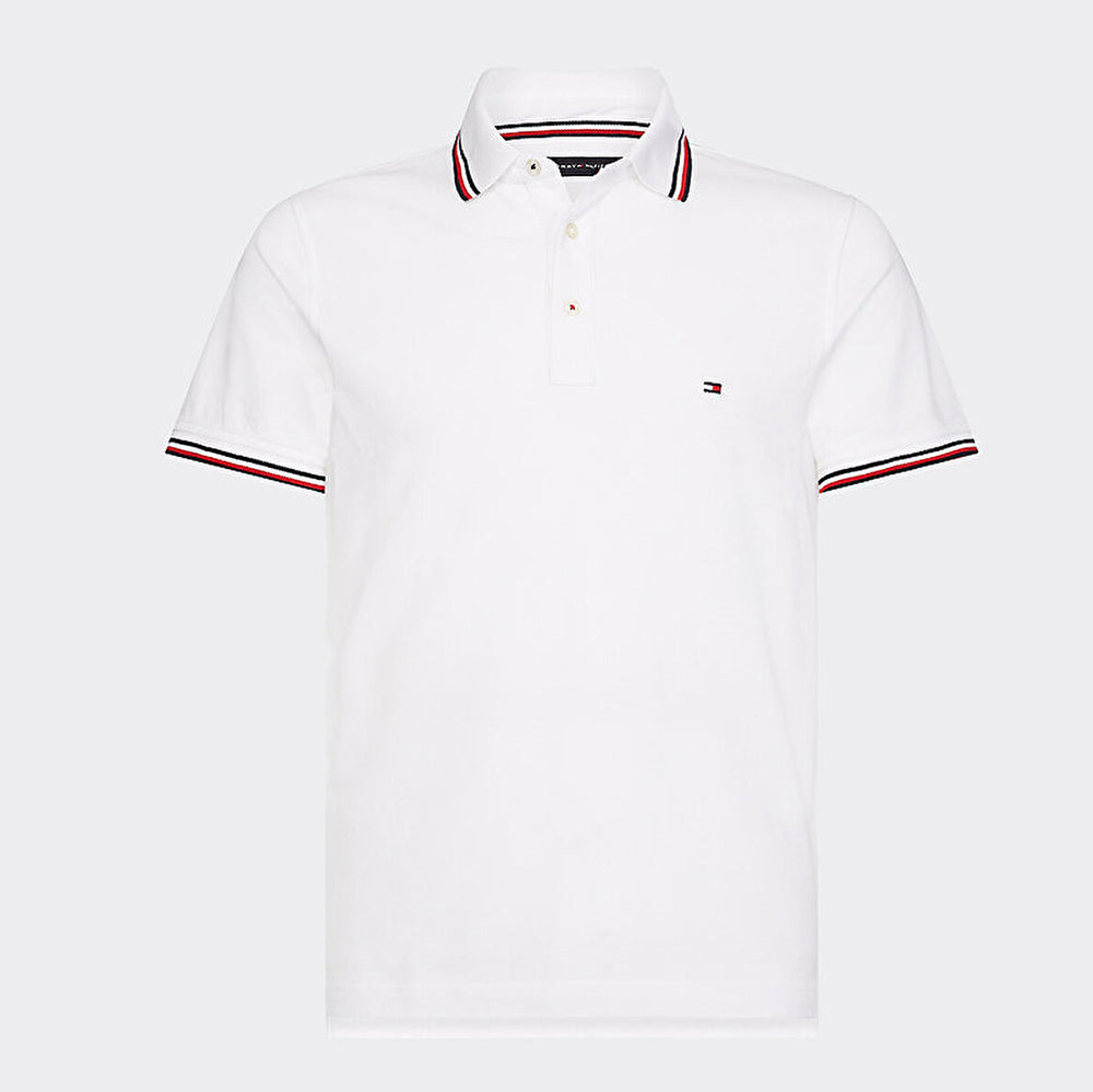 Core Tommy Tipped Slim Polo - White