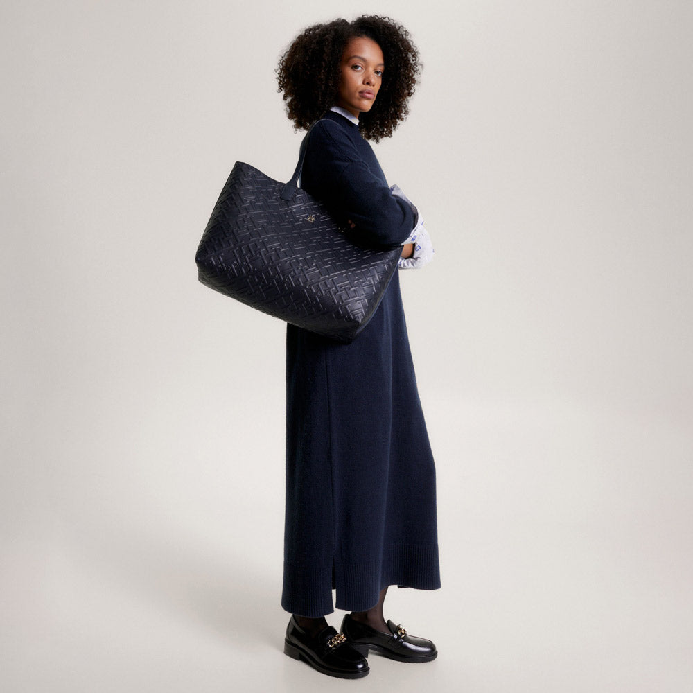 Iconic Embossed Tote Bag - Navy