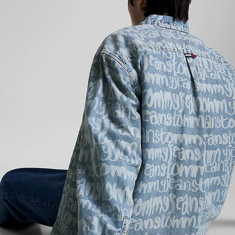 Graffiti Denim Shirt - Blue Multi