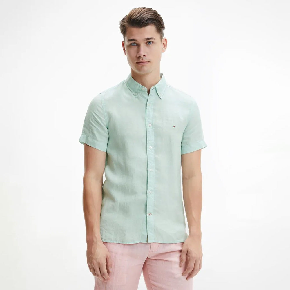 Pigment Dyed Short Sleeve Shirt - Mint