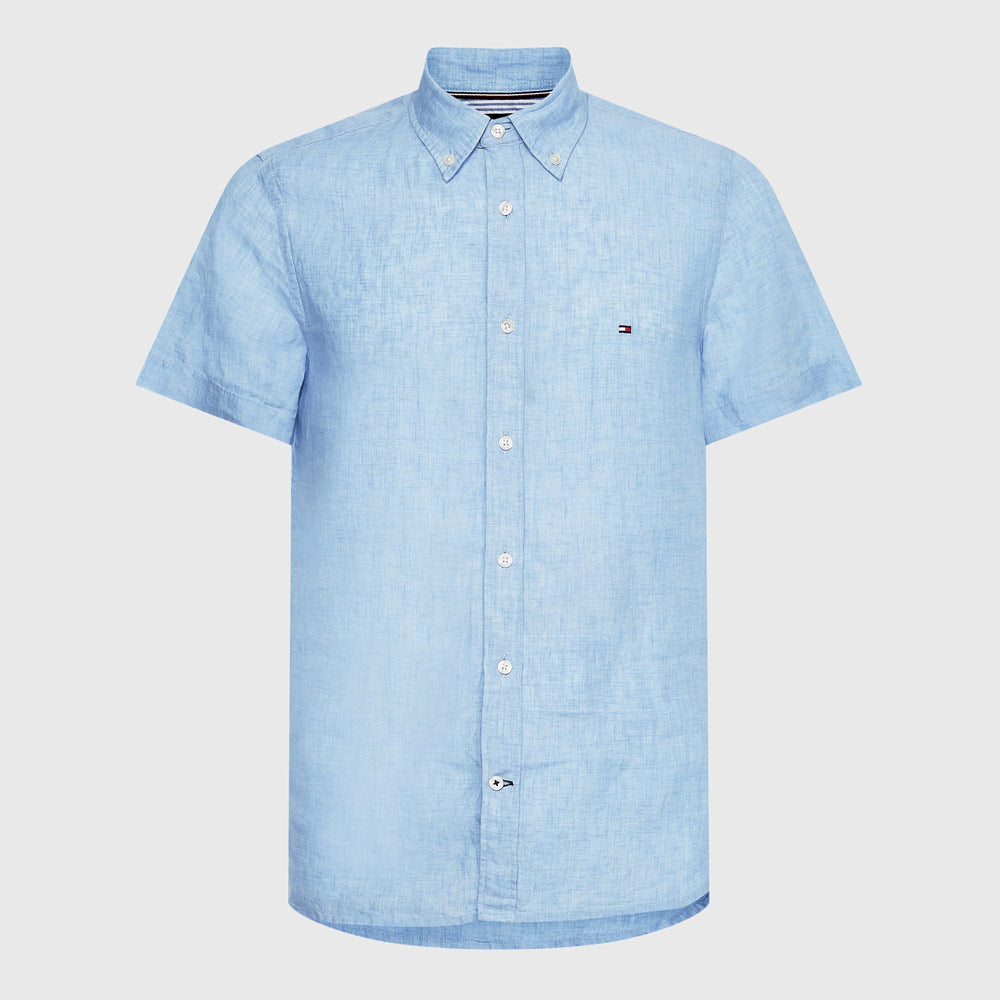 Pigment Dyed Short Sleeve Shirt - Light Blue