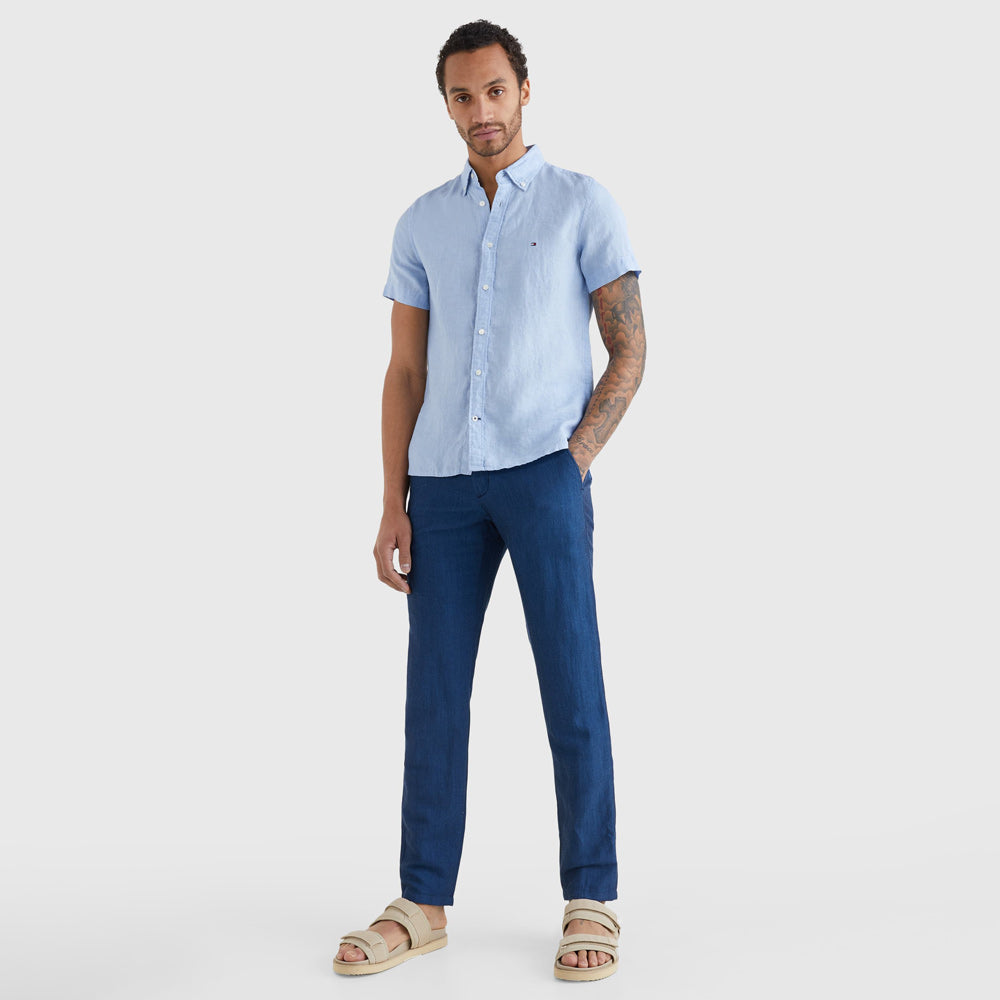 Pigment Dyed Short Sleeve Shirt - Light Blue