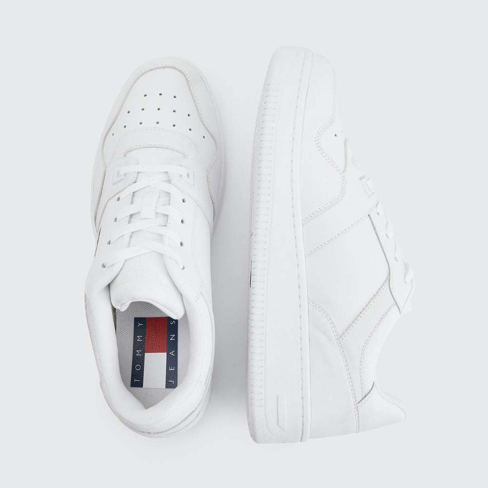 Retro Leather Basket Trainers - White