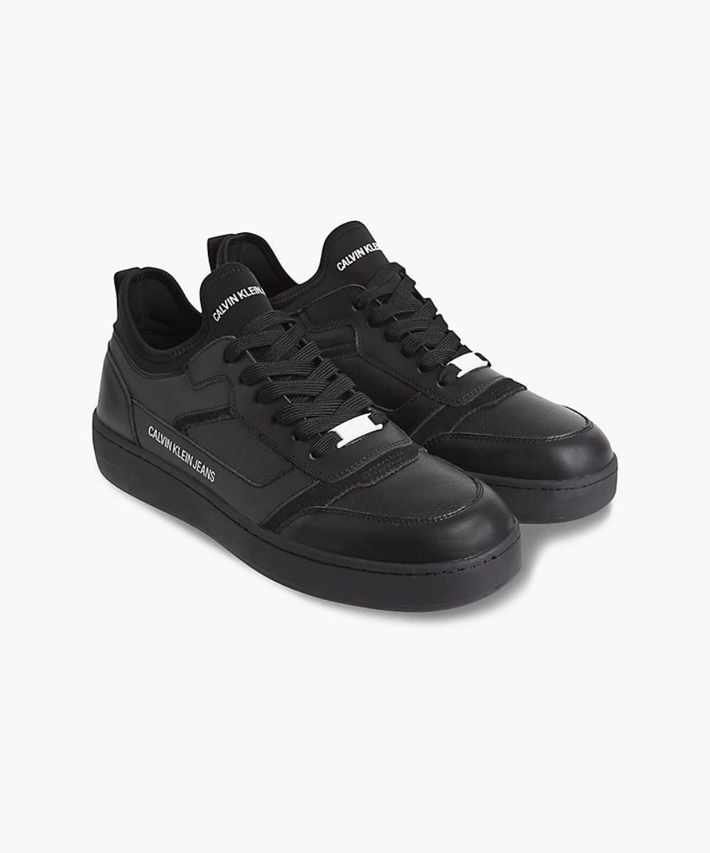 Leather Cupsole Laceup Basketball Sneaker - Black