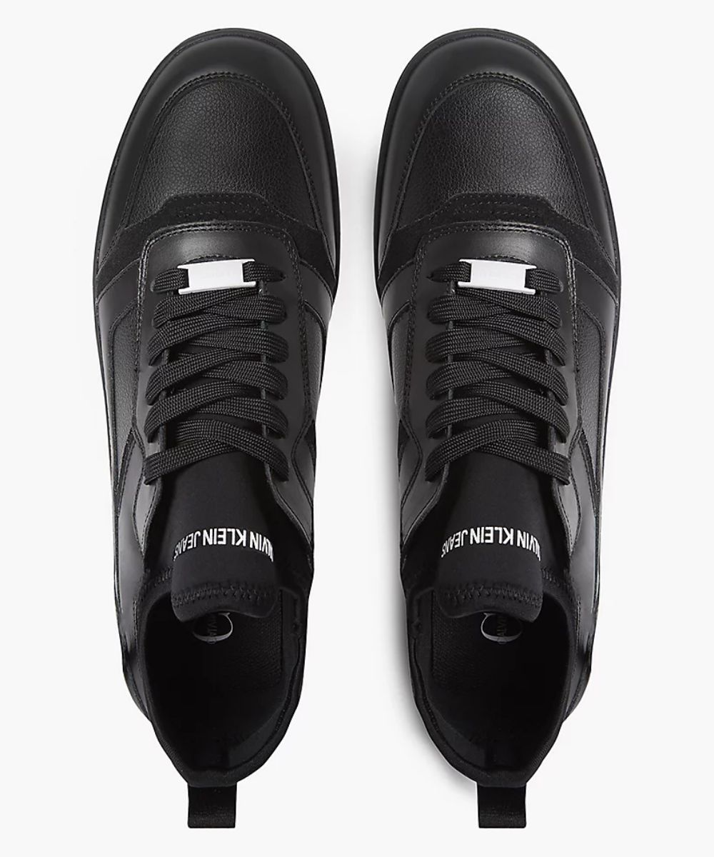 Leather Cupsole Laceup Basketball Sneaker - Black
