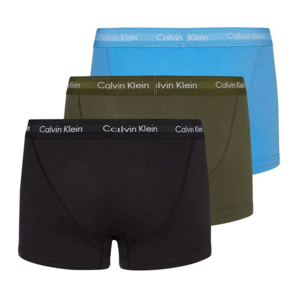 3 Pack Cotton Stretch Trunks - Green Blue Black