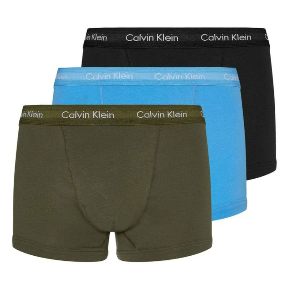 3 Pack Cotton Stretch Trunks - Green Blue Black