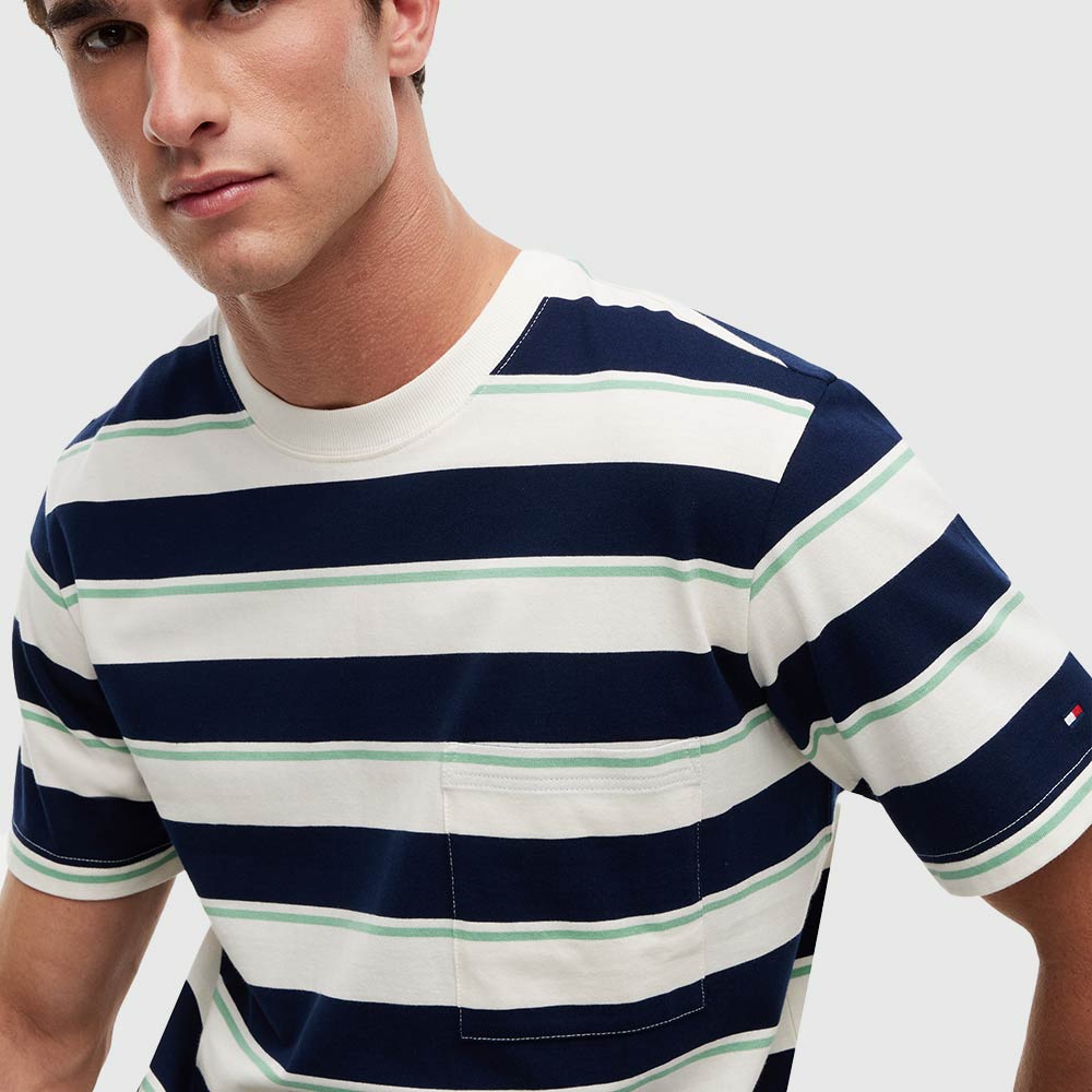 Yarn Dye Multistripe T Shirt - Navy Multi