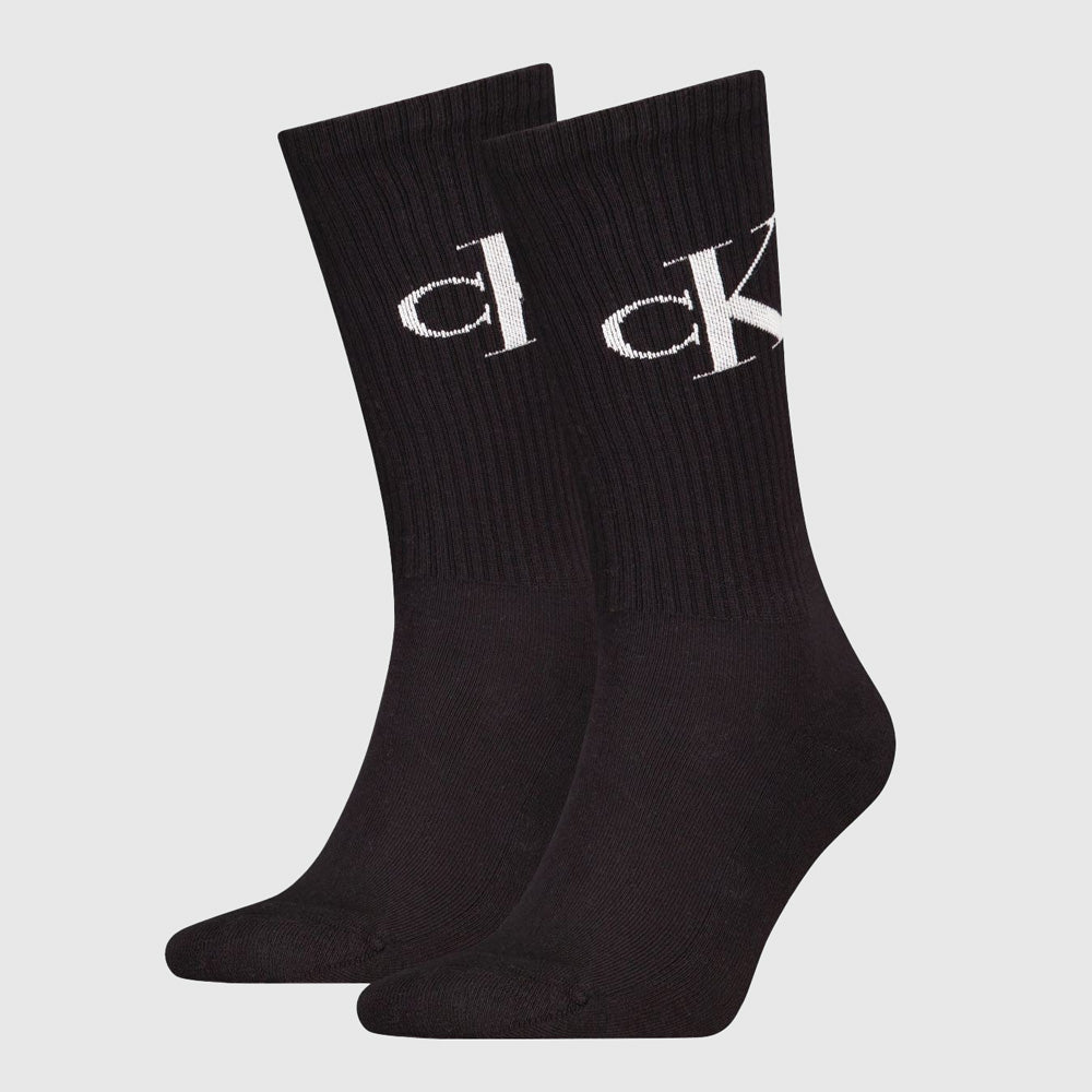 Calvin Klein 2 Pack Monogram Sock - Black |ThirdBaseUrban