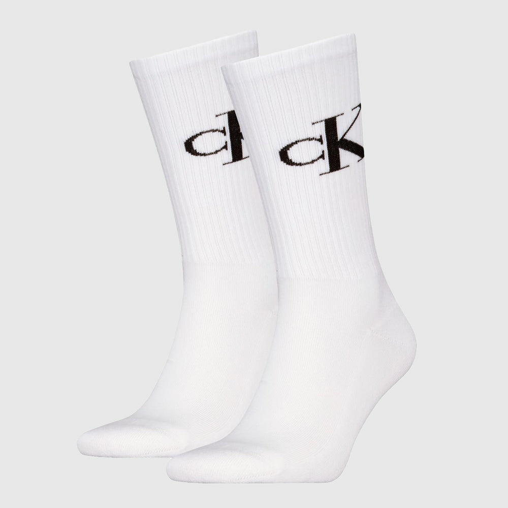 Calvin Klein 2 Pack Monogram Sock - White |ThirdBaseUrban