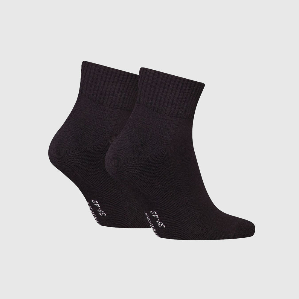 2 Pack Quarter Monogram Socks - Black