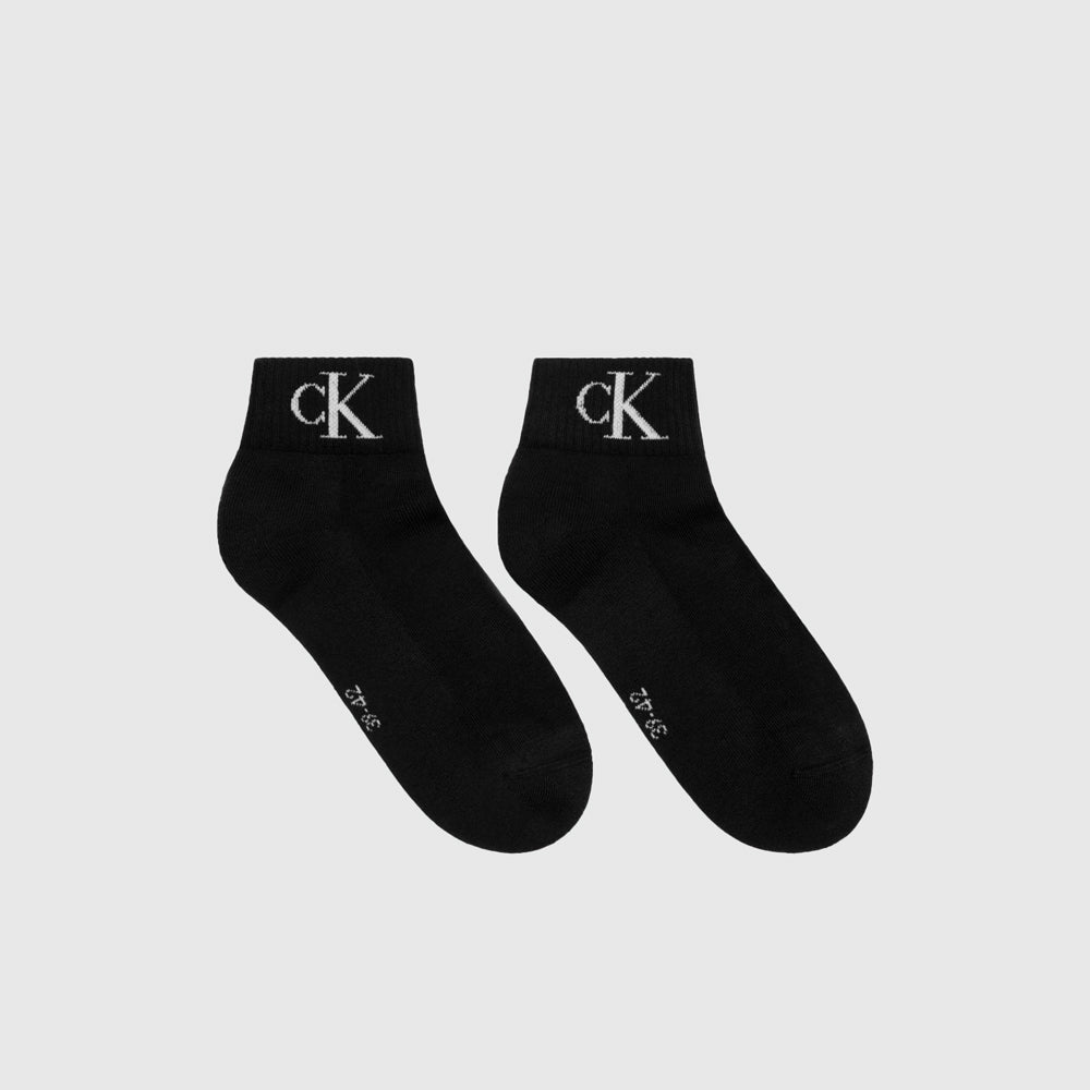 Calvin Klein 2 Pack Quarter Monogram Socks - Black |ThirdBaseUrban